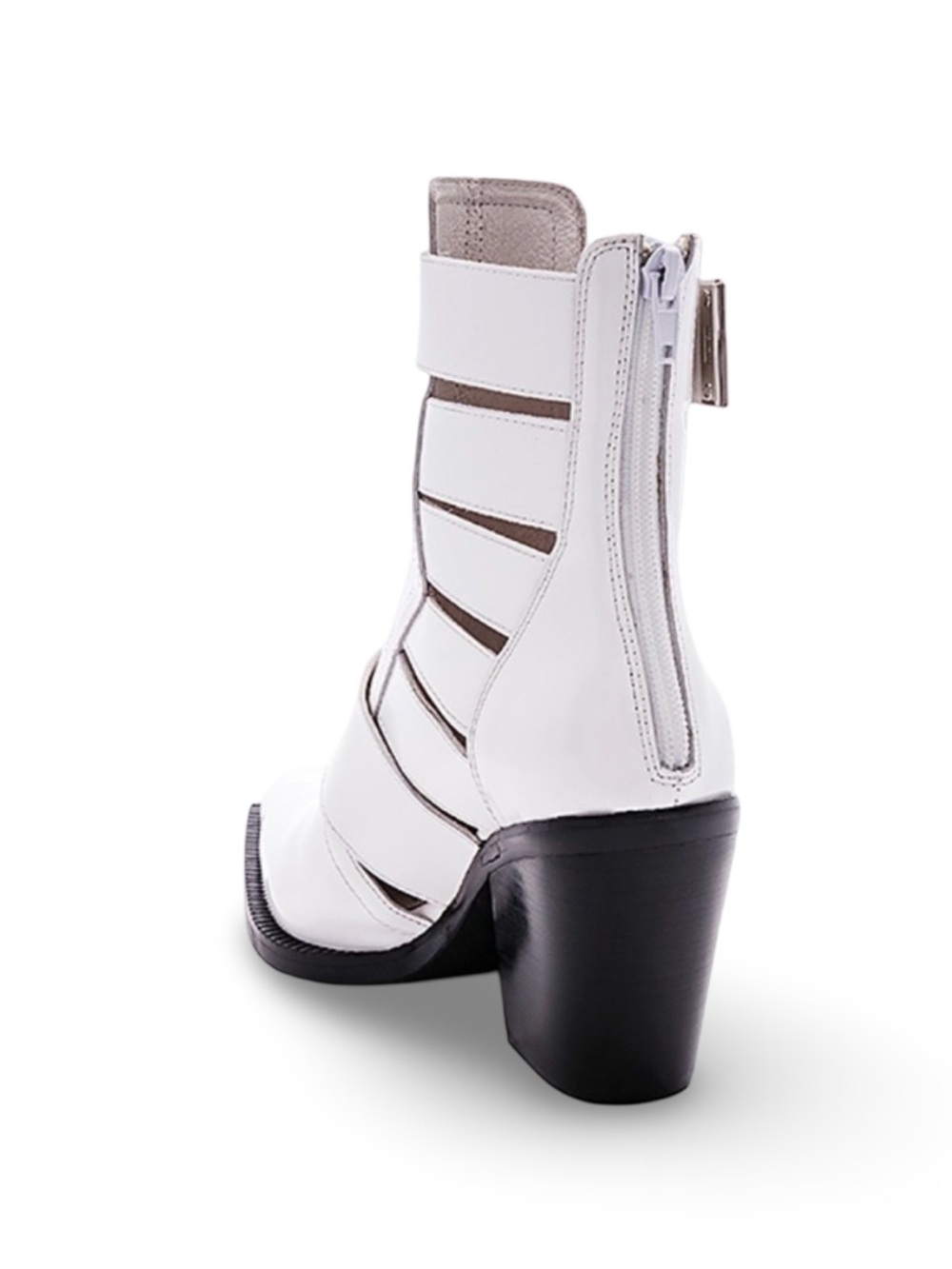 Jeffrey Campbell Guadalupe White Leather Ankle Bootie Size 8 - Picture 3 of 9